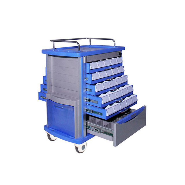 Hospital ABS Cart with Drawer Emergency Trolley Medicine Cart