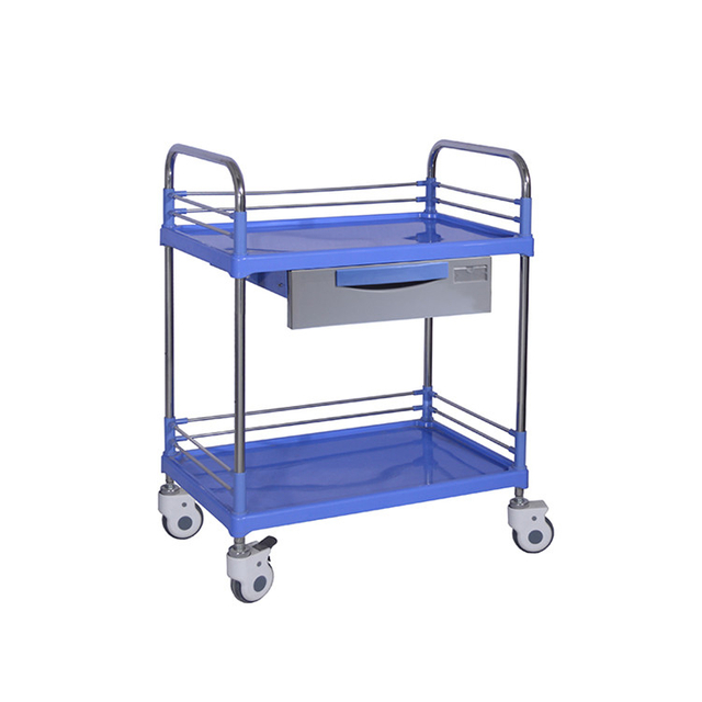 Emergency Stainless Steel Medical Trolley with Drawers